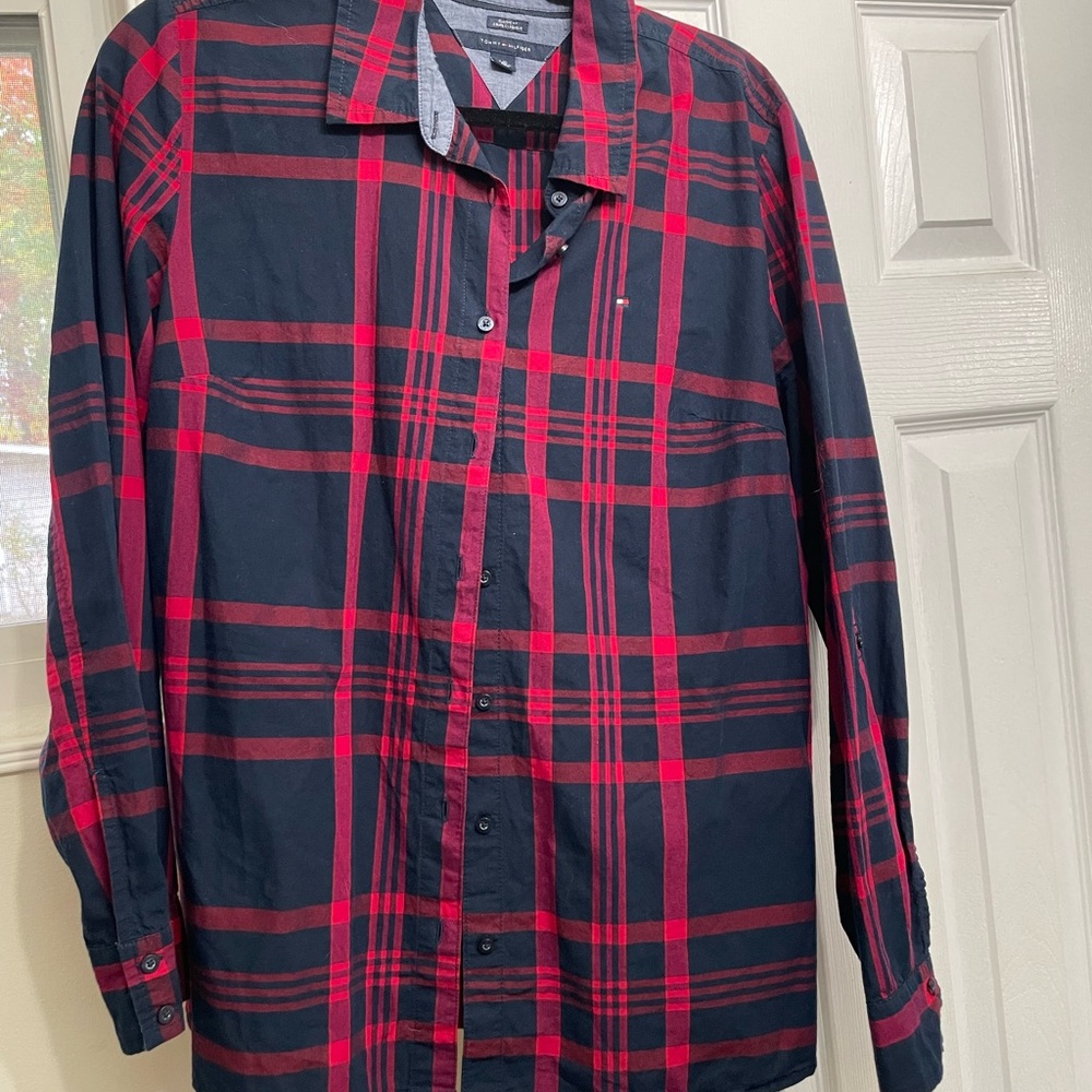 Tommy Hilfiger Red and Black Checkered Shirt